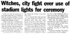 Witches, city fight over use of stadium lights for ceremony