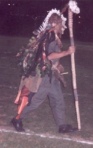 Winning lizard costume at Coven Oldenwilde's Samhain 97 free public Witch ritual at Asheville's Memorial Stadium