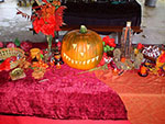 Jack o'lantern on Fire altar.
