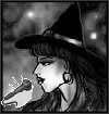 Witch with microphone