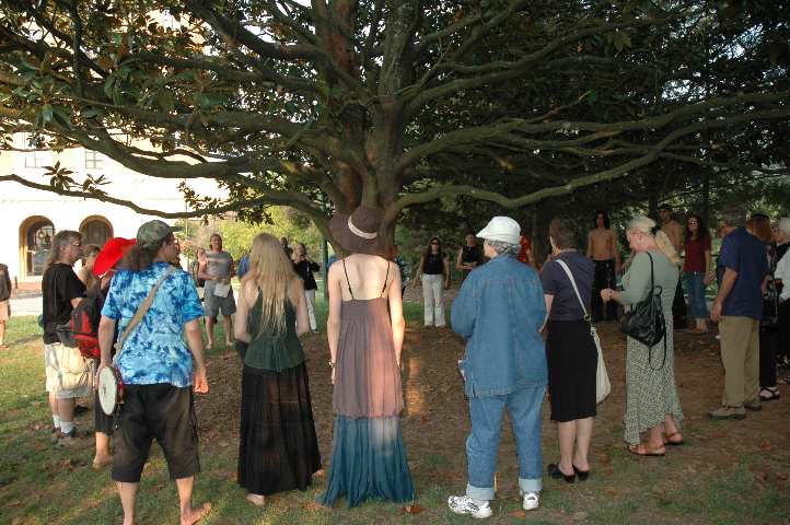 Participants learn the chant